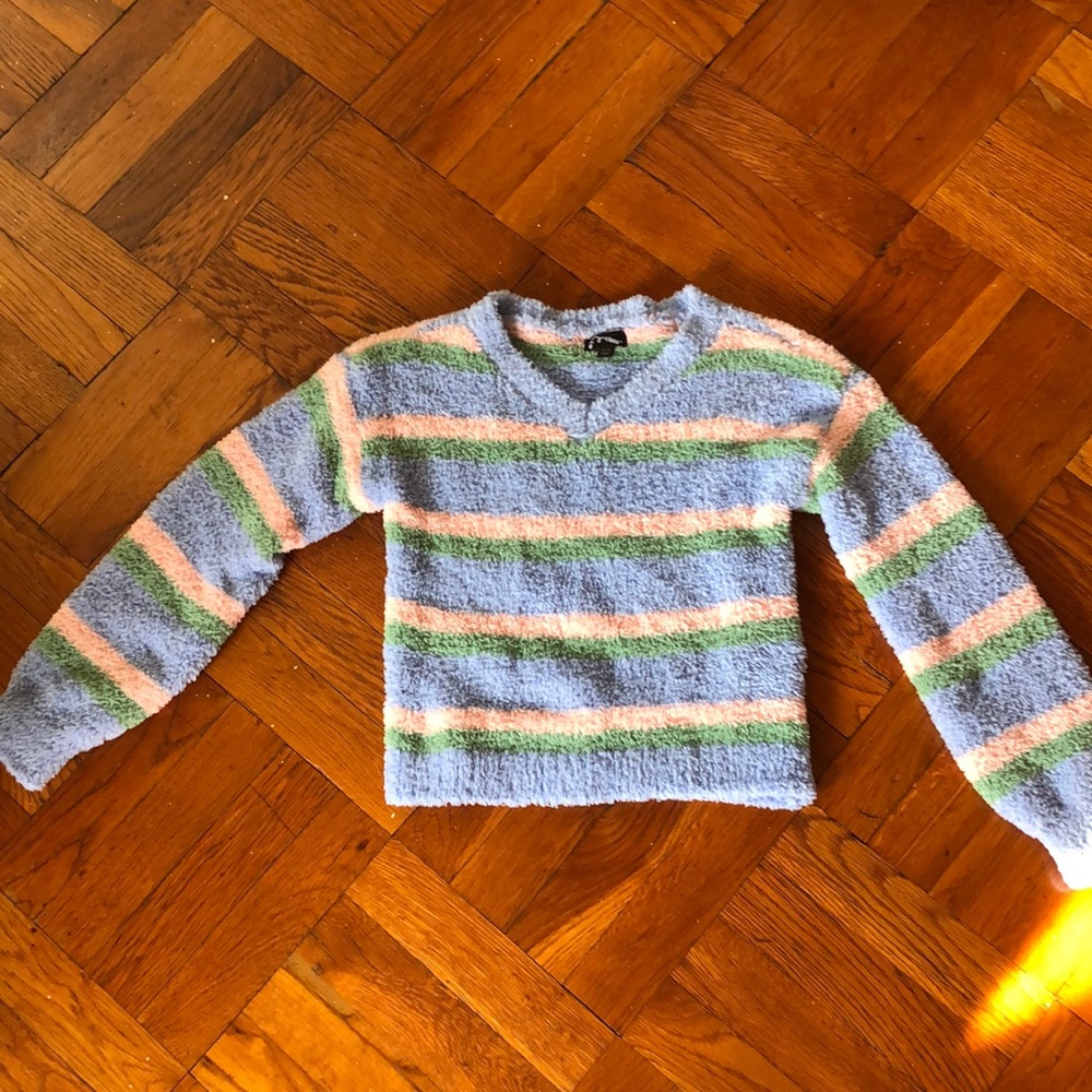 Kids fuzzy striped sweater